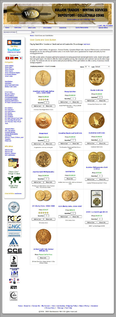 Westminster Mint Inc Krugerrands Page